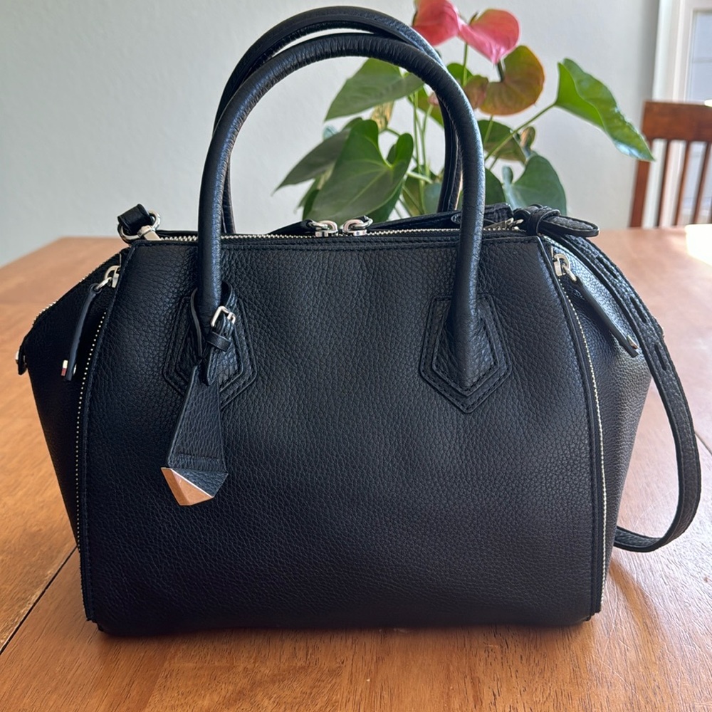 Rebecca Minkoff mini Perry satchel. Black pebbled leather
